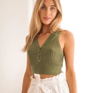 Free People Seascape Sweater Vest tank green Size M NWOT